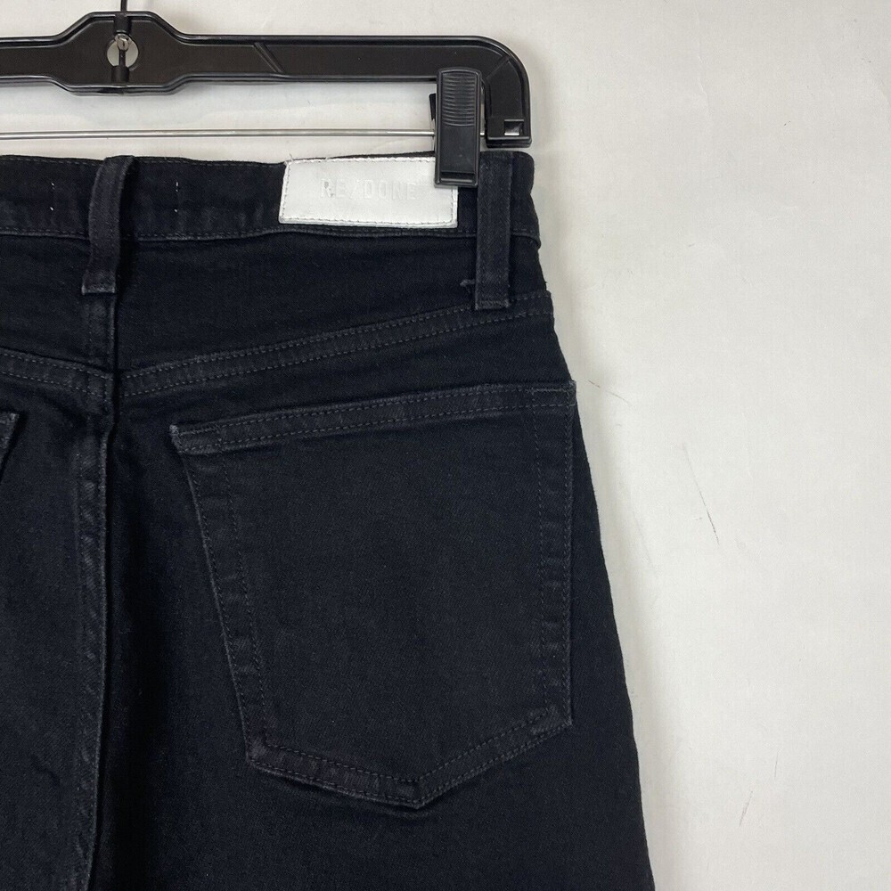 Re/Done Originals High Rise Ankle Crop in Faded Black Frayed Hem Size 27 - Picture 7 of 8